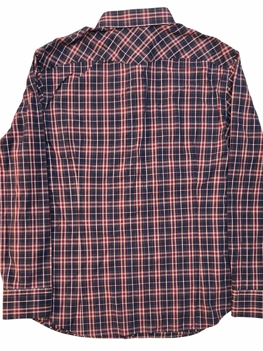 Banana Republic XL Pearl Snap Men's Shirt Red Plaid Western Long Sleeve Slim Fit - Picture 3 of 5